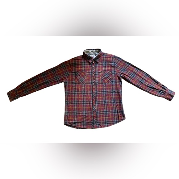 PD&C Tartan Plaid Casual Button Up Shirt Long Sleeve Mens Size Large - Picture 2 of 10